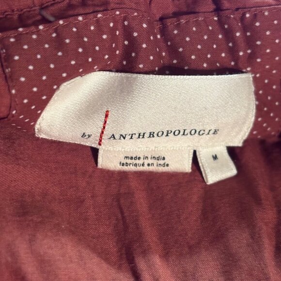 Anthropologie Eula Pintuck Mini Skirt Size M Rust Red Cotton Pleated Lined - Picture 2 of 10